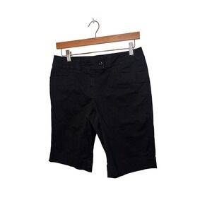 White House Black Market Black Bermuda Shorts Women Size 4 Cotton Knee Length